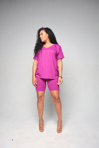Pink microfiber DIY shorts set